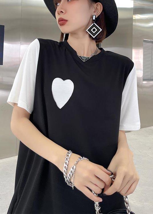 Simple Black Patchwork Side Open Asymmetrical Design Maxi Dress Summer