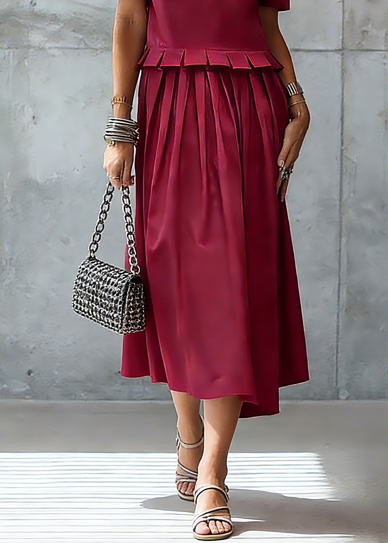 Stylish Red Ruffled Maxi Dress Summer