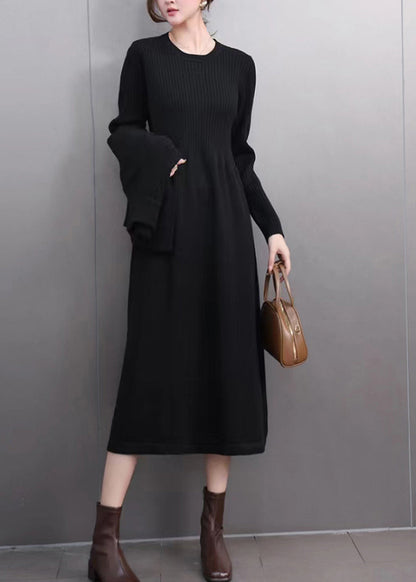 Simple Mulberry Turtleneck Patchwork Cotton Knit Sweaters and Maxi Skirts Two Pieces Set Winter