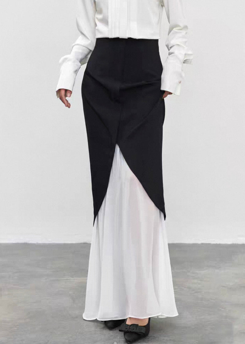 Unique Black High Waist Tulle Patchwork Skirts Summer