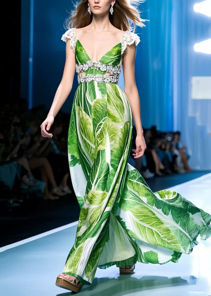 Chinese Cabbage Print Chiffon Vestidos Dress Summer
