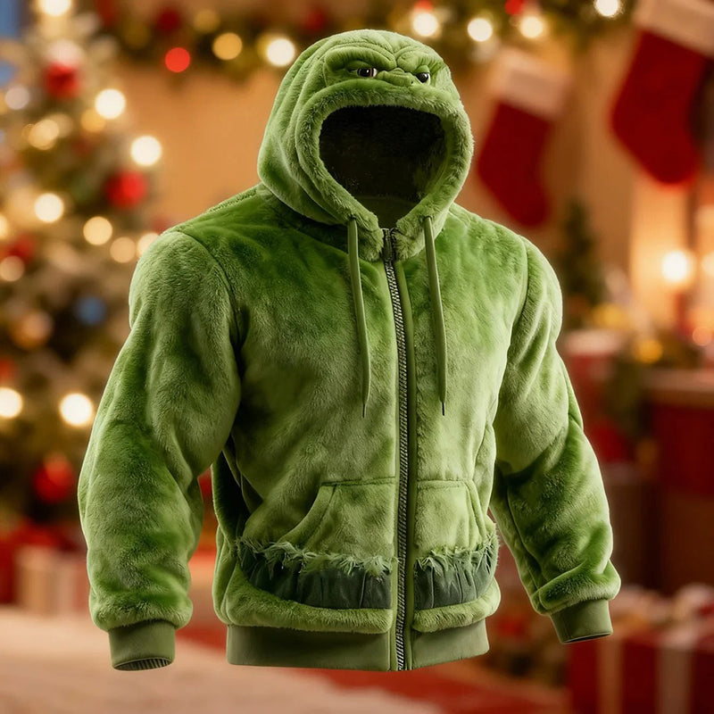 Comstylish Men's Christmas-themed Comfortable Plush Hooded Sweatshirt
