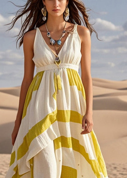 White Asymmetrical Exra Large Hem Cotton Cami Dress Summer