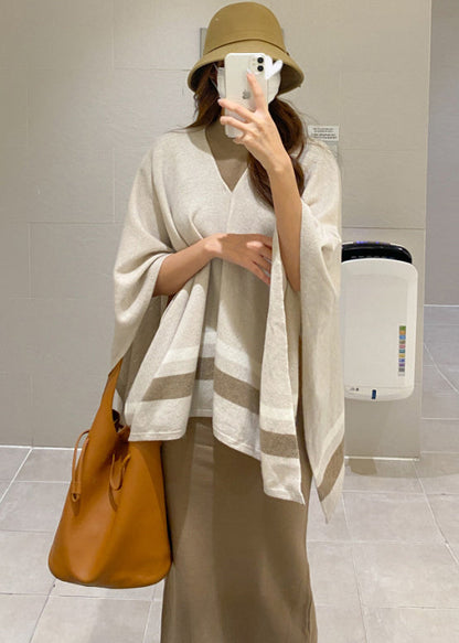Grey Striped Warm Knit Two Pieces Set Fall