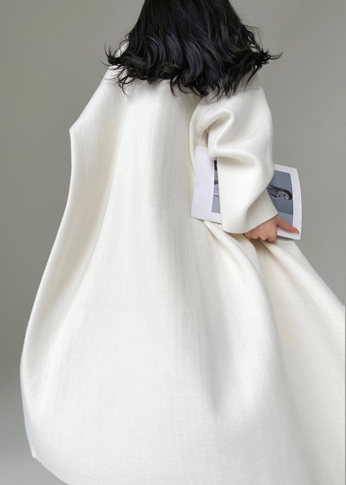 New White Cozy Cardigan and Dress Knit Two Pieces Set Spring