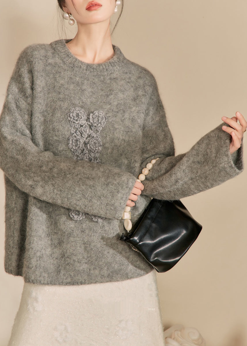 Yellow O-neck Thick Cotton Knit Sweater Winter
