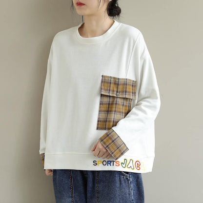White Cotton Clothes for Long Sleeve Art Embroidery Pockets Blouses