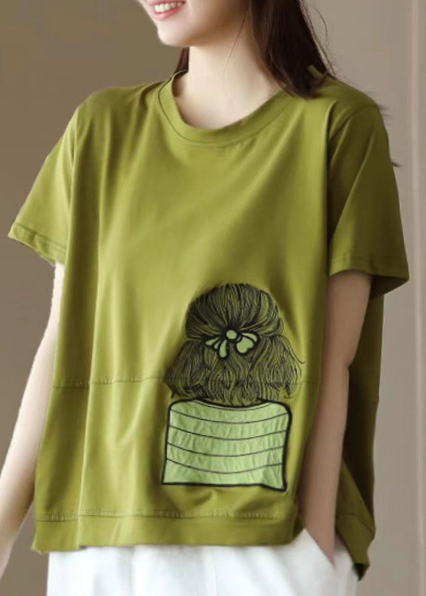 White O-neck Embroideried Patchwork Cotton Top Summer