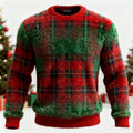 Comstylish Men's Retro Christmas Gradient Plaid Cozy Plush Sweatshirt