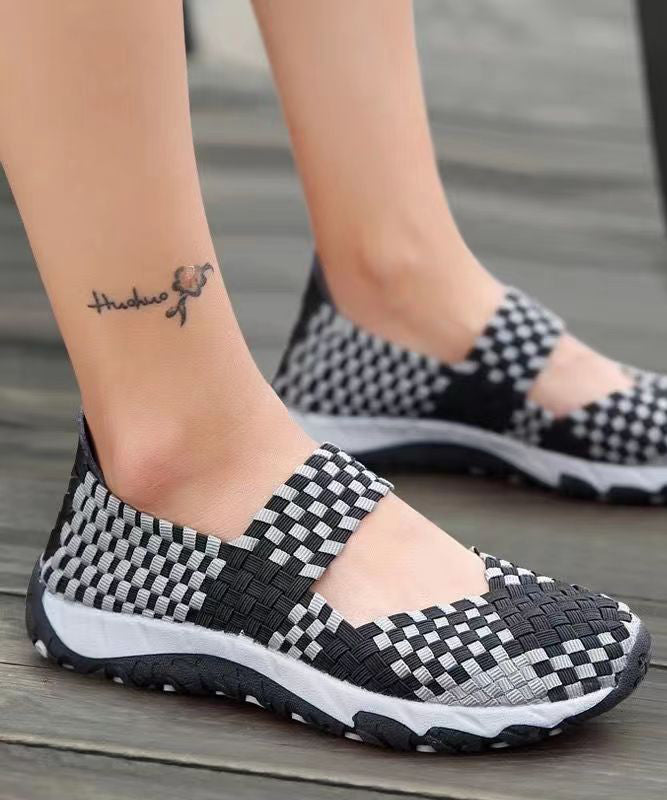 Purple Knit Fabric Handmade Splicing Flat Shoes for Soofairy Shoes-20251
