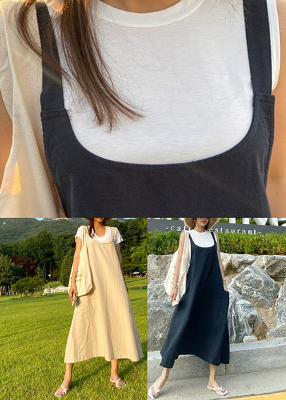 Apricot U Neck Slim Maxi Dress Summer