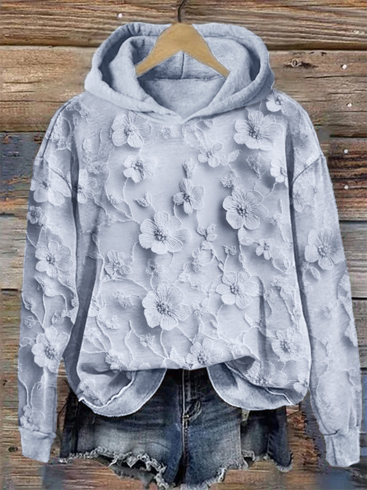 Comstylish 3d Floral Embroidered Lace Cozy Hoodie
