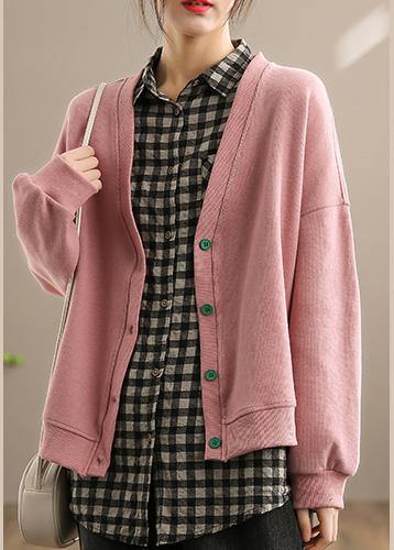 French Pink Clothes for Shape V Neck Button Down Spring Coats