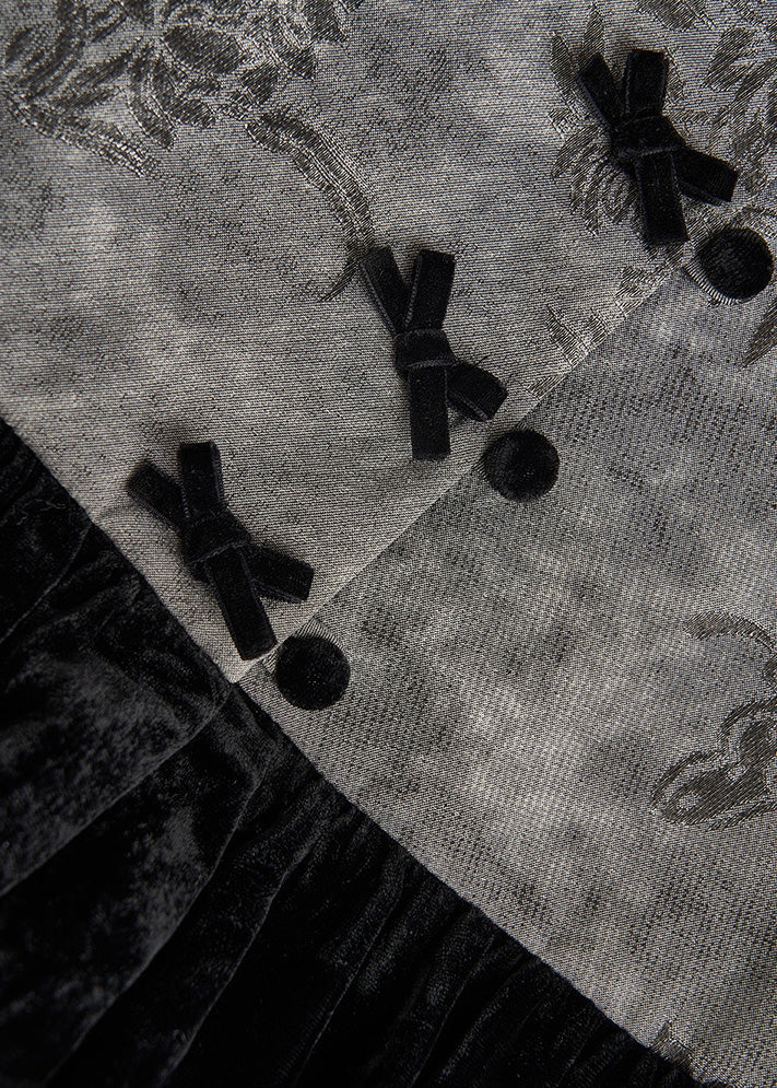Grey Print Patchwork Silk Velour Vests Fall