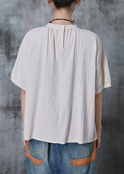 Apricot Stand Collar Linen Tank Summer