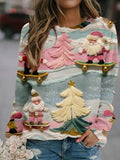 Comstylish Vintage Skateboard Santa Embroidered Cozy Sweatshirt