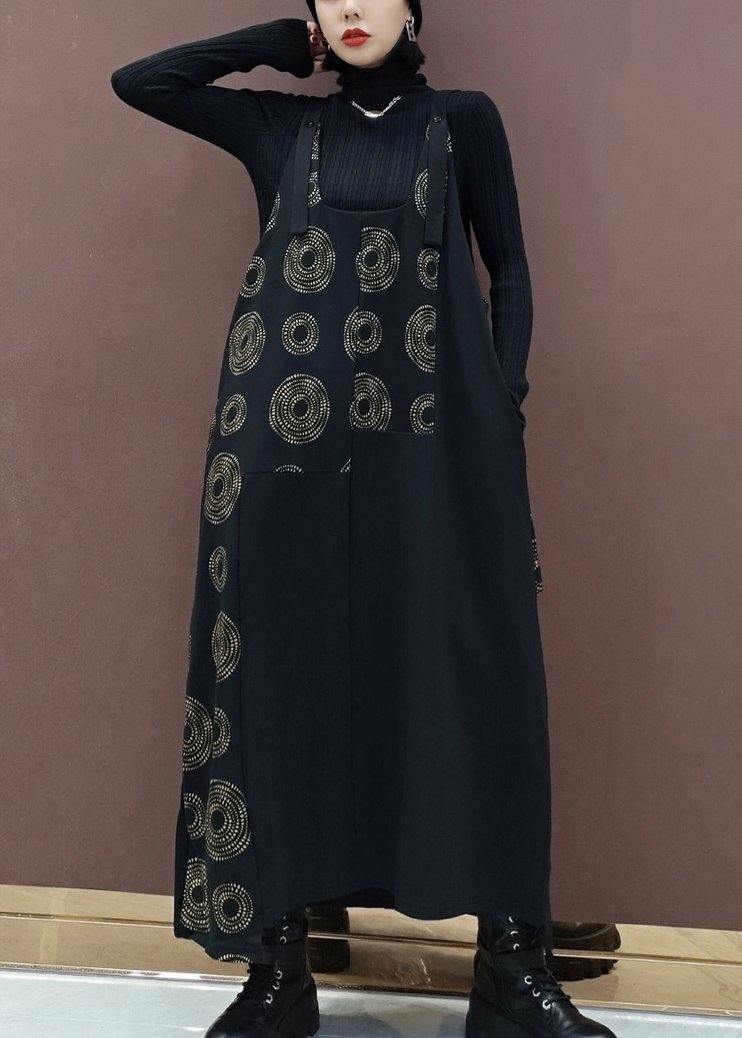 Modern Black Print Quilting Clothes Patchwork Kaftan Spring Dress