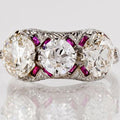 Vintage Pink & White Zirconia Silver Ring