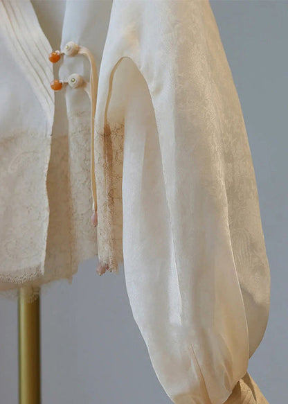 Apricot V Neck Tasseled Patchwork Tulle Upf 50+ Coat Summer