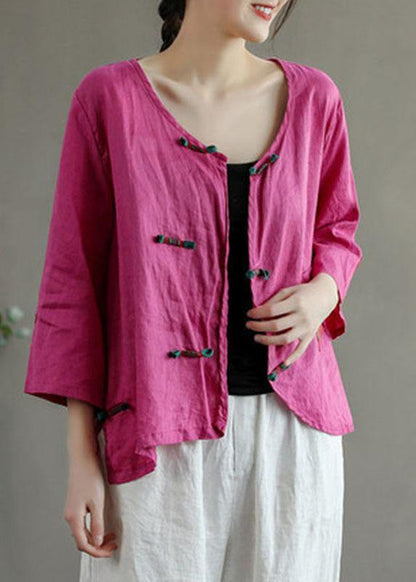 Italian Green Patchwork Pockets Oriental Linen Shirt Top Summer