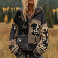 Halloween Dog Patchwork Stitched Cozy Knit Hoodie elevenforest