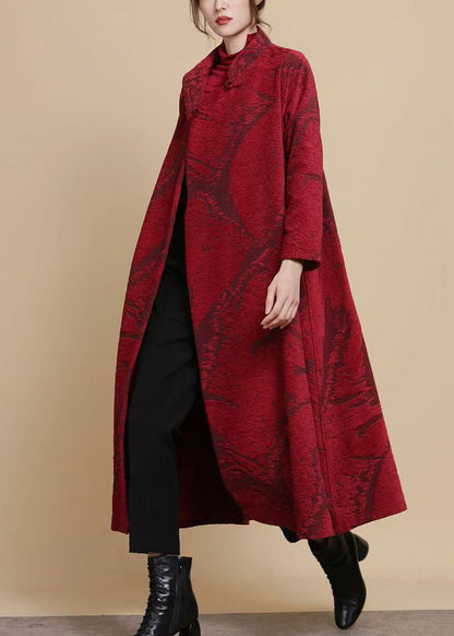 Coffee Button Pockets Chenille Long Coats Winter
