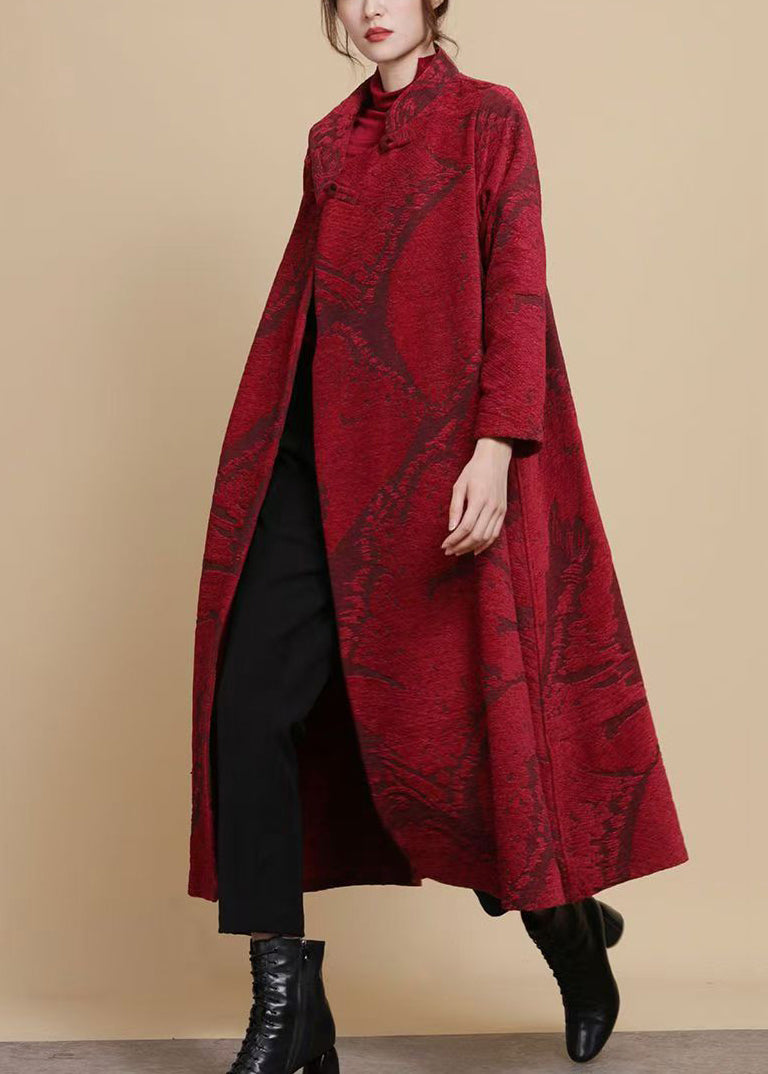 Coffee Button Pockets Chenille Long Coats Winter