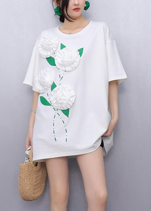 White O-neck Tops Short Sleeve