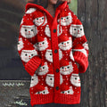 Comstylish Vintage Christmas Cat Embroidery Knitted Warm Cardigan Sweater