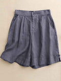 Women's Vintage Simple Linen Blend Casual Shorts artswardrobe