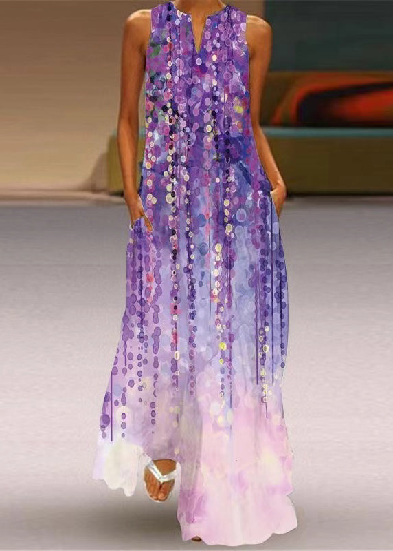Rainbow V Neck Print Robe Dresses Summer
