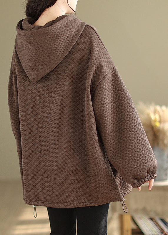 Coffee Pockets Warm Fleece Sweatshirt Hooded Winter