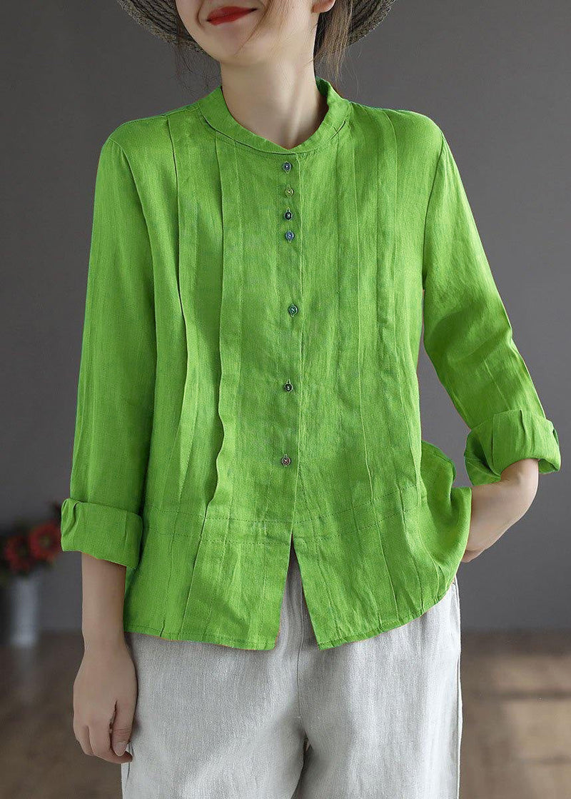 Gray Geometry Button Fall Top Long Sleeve Linen