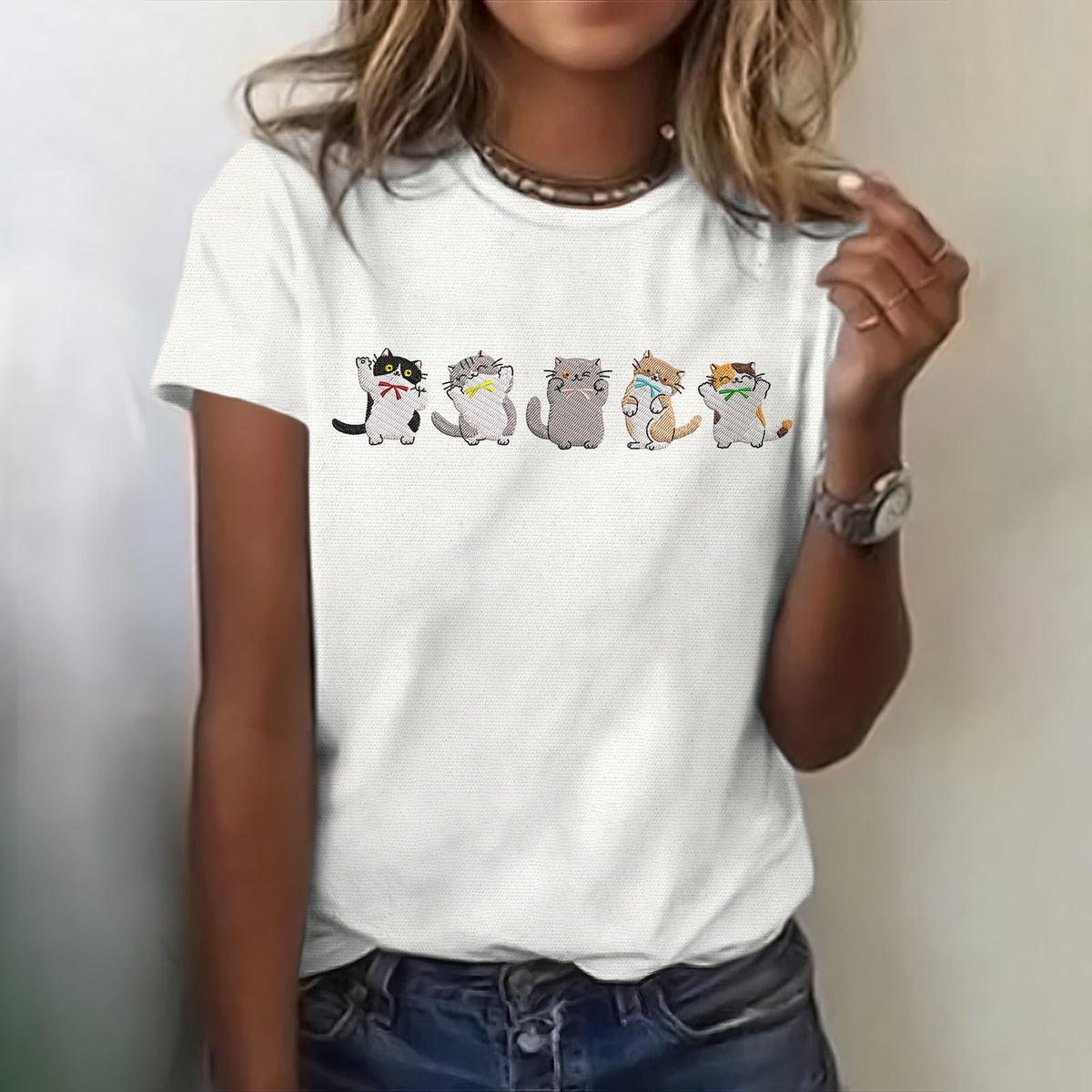 Comstylish Women's Retro Funny Cat Art Graphic T-shirt