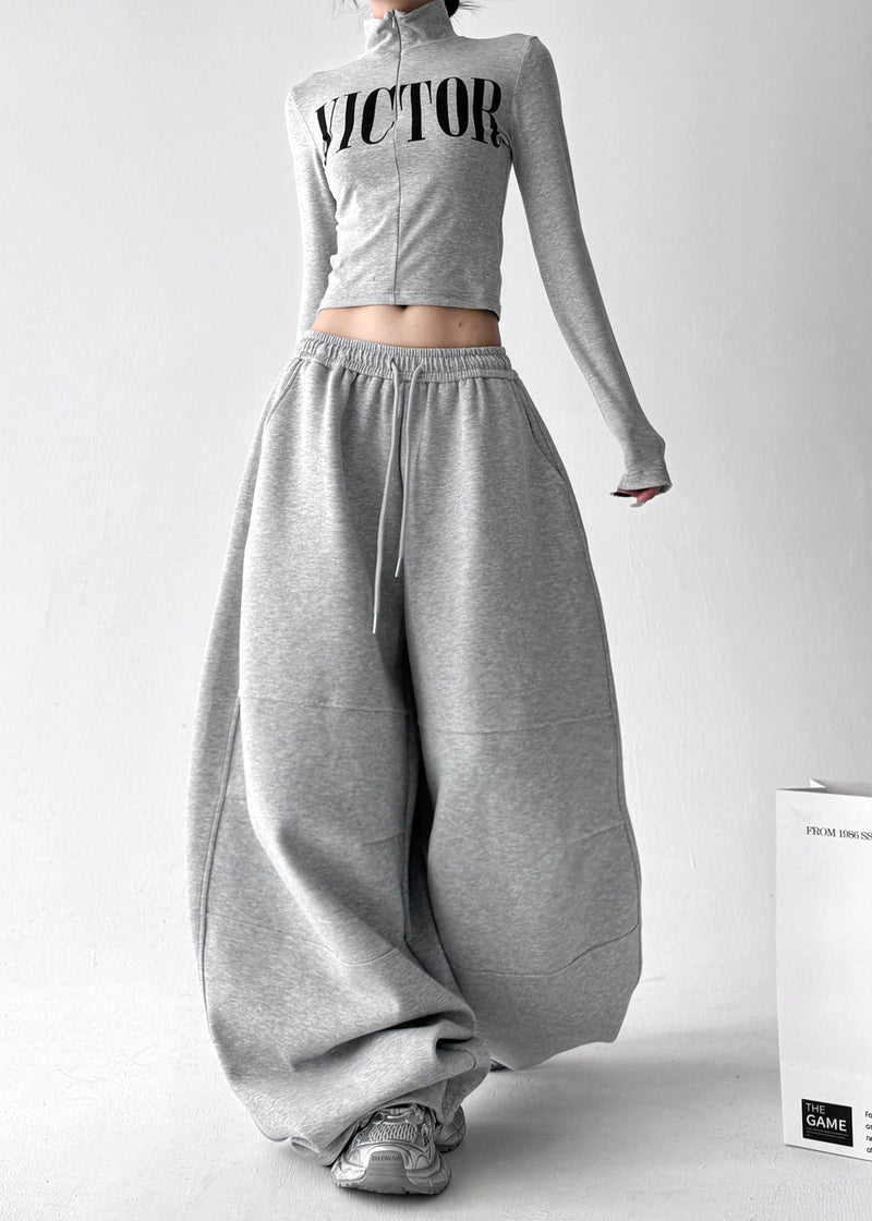 Grey Oversized Cotton Harem Pants Fall