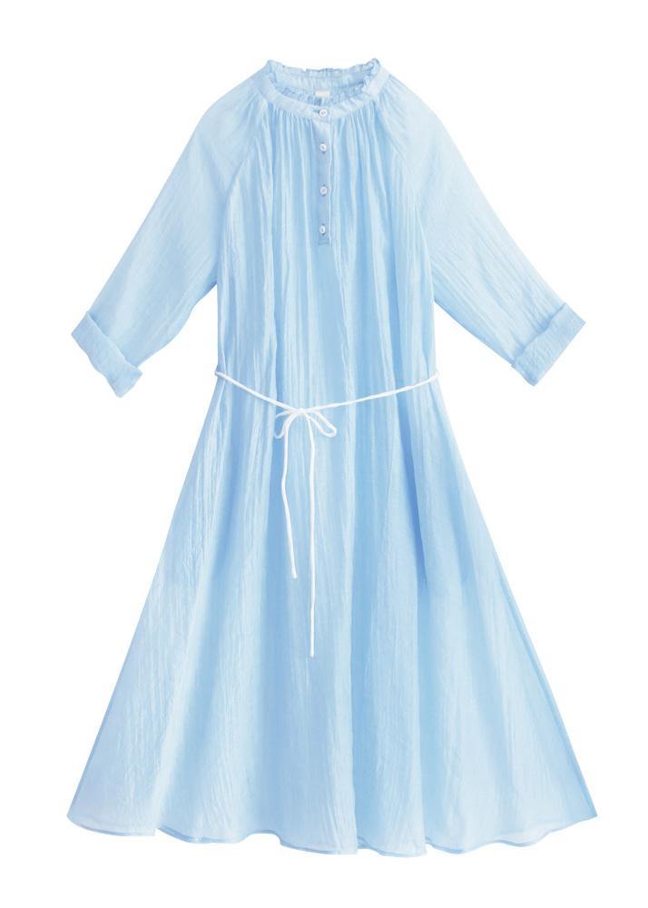 Diy Stand Button Summer Robes Wardrobes Sky Blue Dress