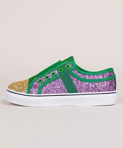 Purple Canvas Flat Feet Shoes Splicing Sequins