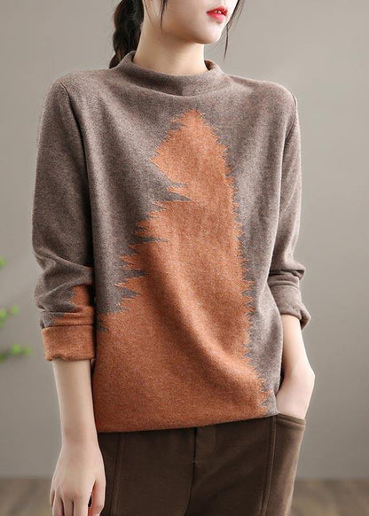 Aesthetic Blue Knitted Pullover O Neck Knit Sweat Tops