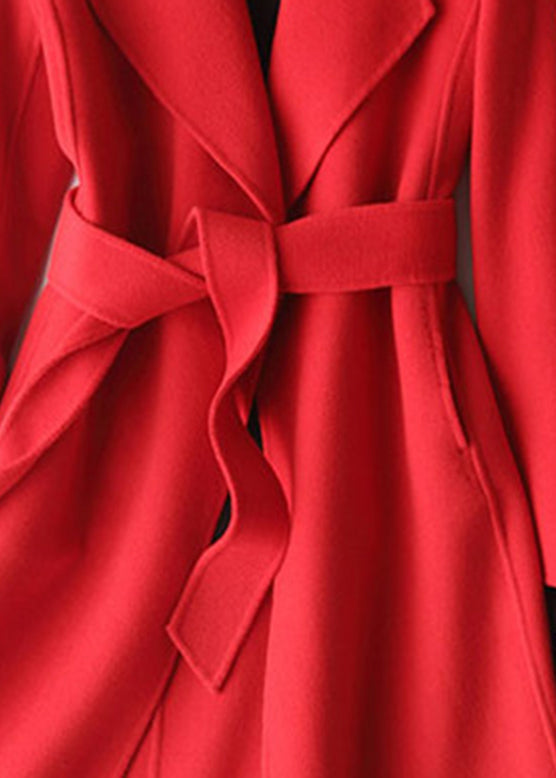 Red Turtleneck Woolen Coats Fall