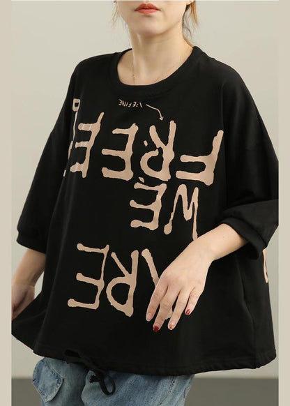 Diy Black Drawstring Cotton Top Summer
