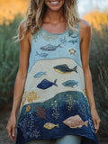 Vintage Ocean Inspired Cozy Linen Tank Top artswardrobe