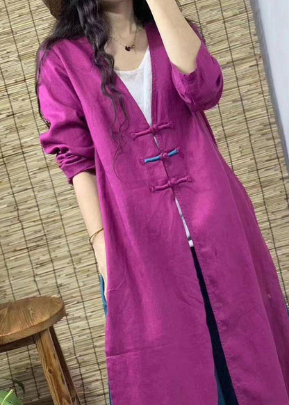 Rose V Neck Trench Coats and Wide Leg Pants Two Piece Set Fall