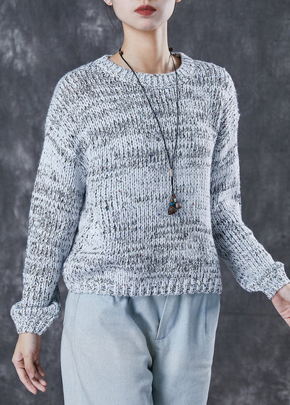 Grey Sequins Chunky Knit Sweaters Winter