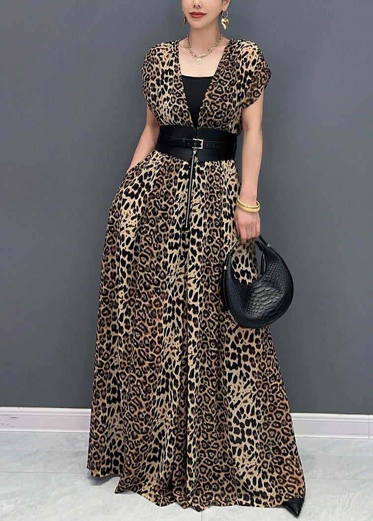 Organic Leopard Print Flattering Jumpsuits Summer