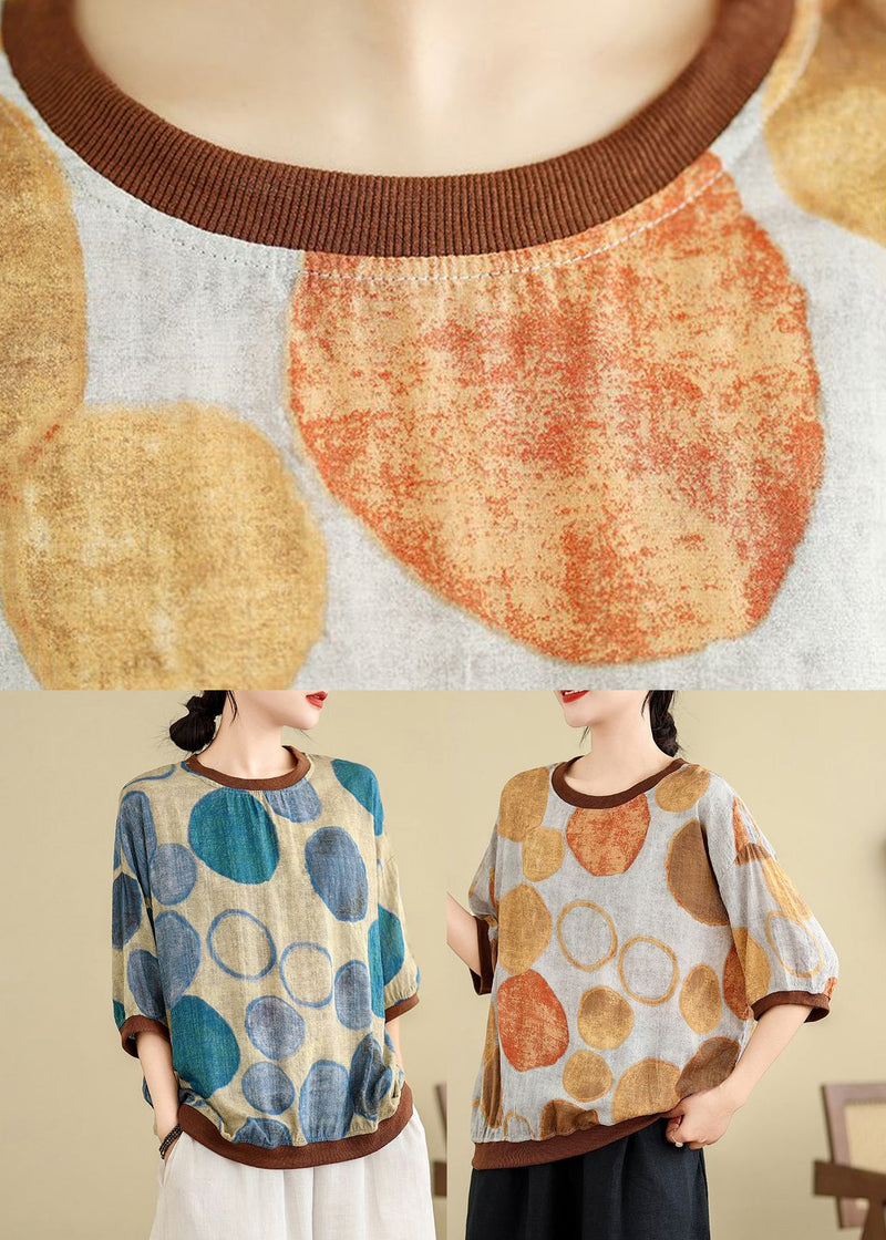 Yellow O-neck Patchwork T Shirt Fall