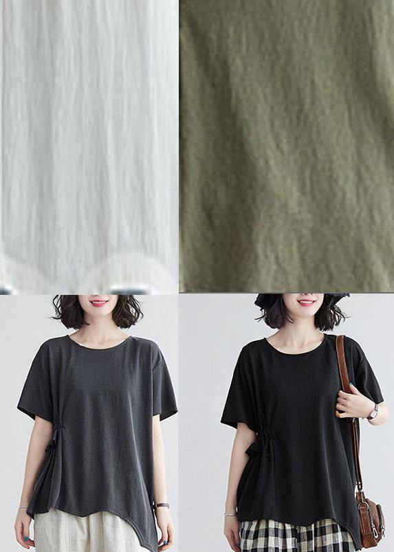 White Ruffled Asymmetrical Design Cotton Summer Tops