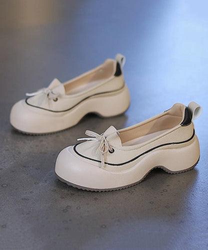 Beige Platform Faux Leather Splicing