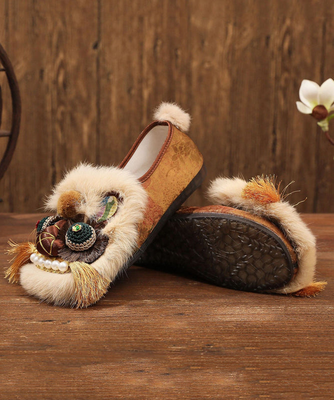 Soft Soled Style Embroidered Handmade Flat Tiger Head Shoes