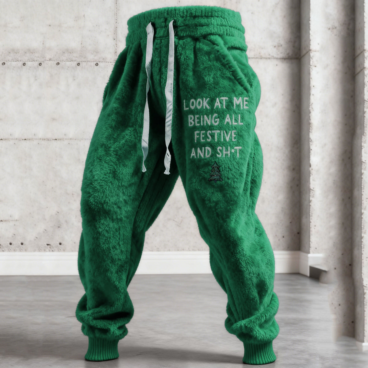 Comstylish Men's Funny Slogan Plush Casual Pants