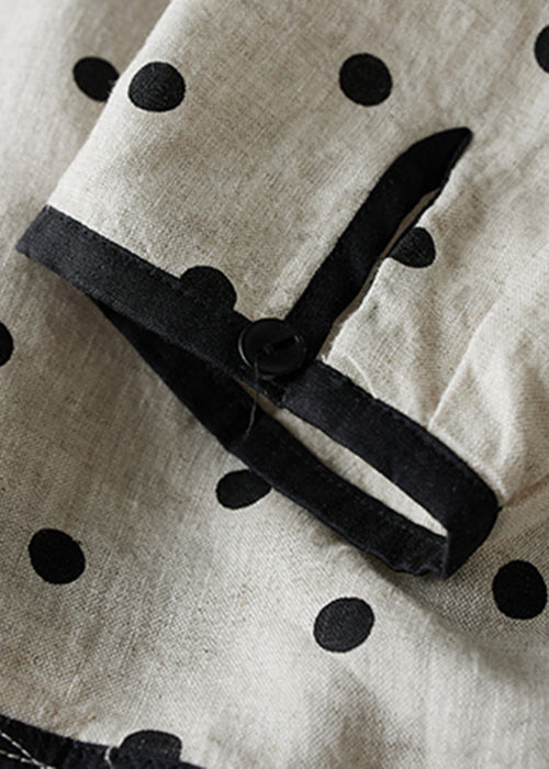Art O Neck Dot Button Cotton Shirts Spring